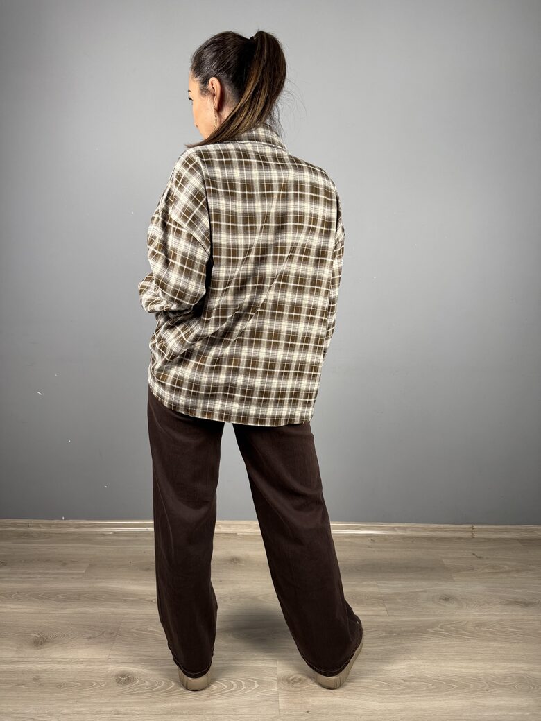 Ruuduline puuvillane särk - pruun ja must