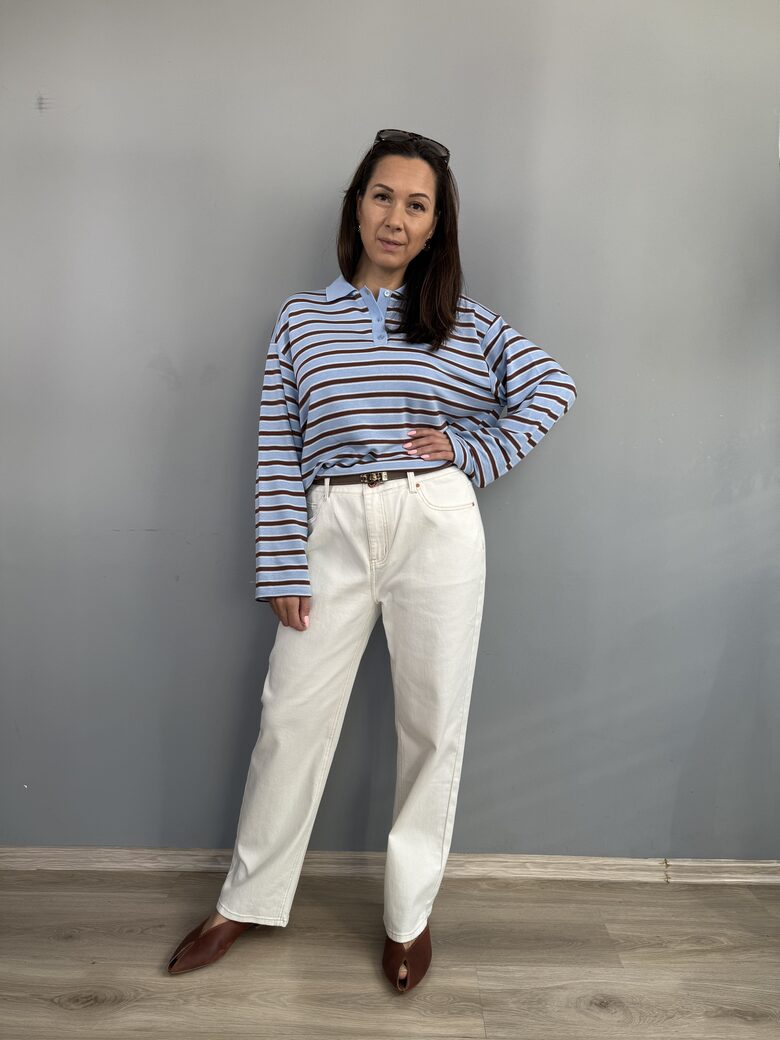 Baltas džinsu bikses