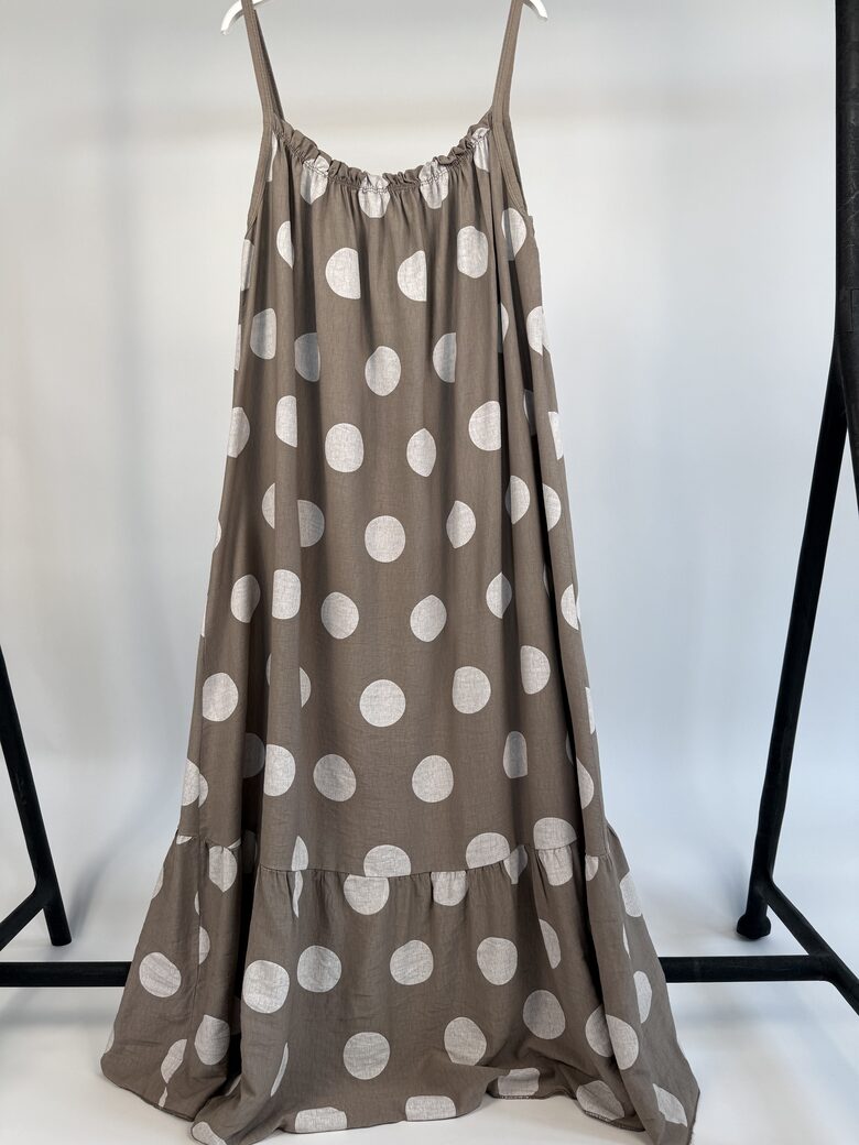 Lencīšu pumpiņkleita taupe PLUS SIZE