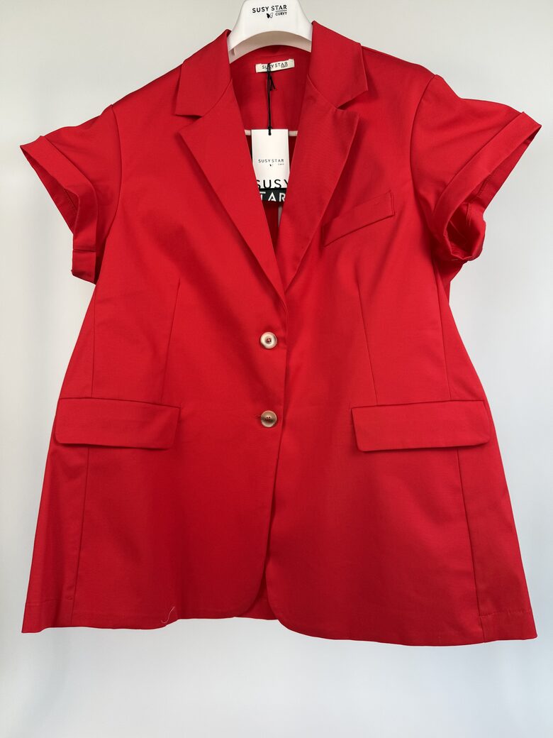 Sarkana žakete ar īsām piedurknēm PLUS size