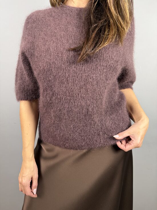 Kidmohēras džemperis ar īsām piedurknēm šokolāde