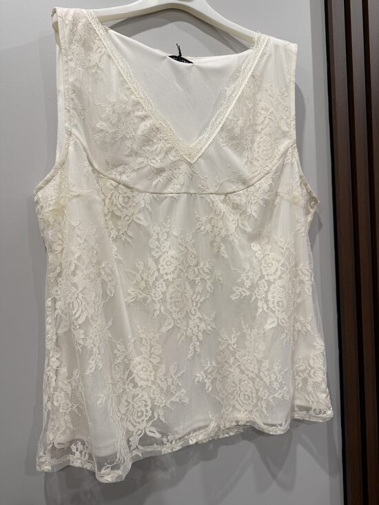 Plus size mežģīņu tops 3XL piena balts